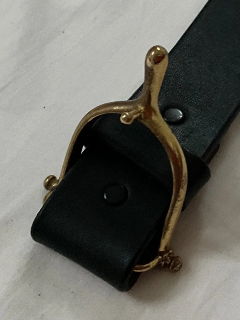TORY LEATHER Brass Spur Buckle Belt Black 28”